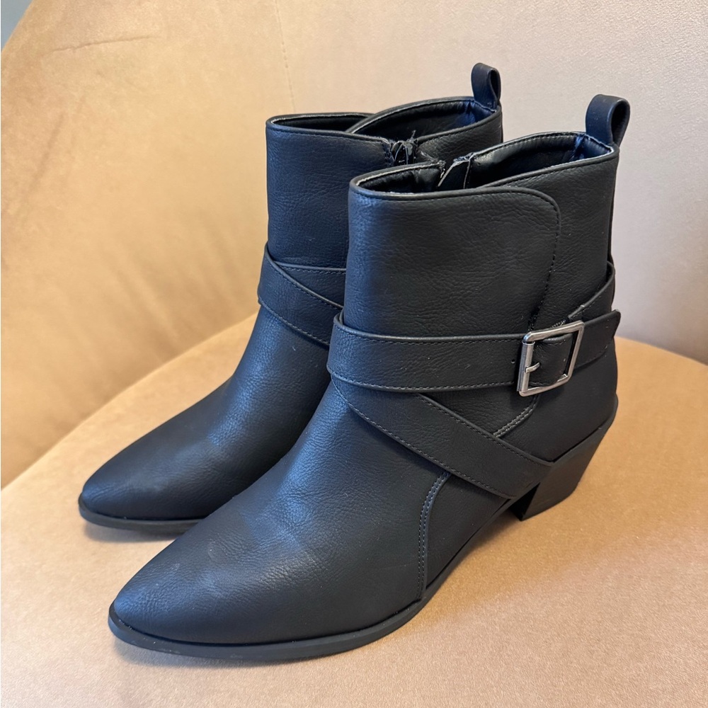Maurices Black Ankle Booties with Buckle Detail